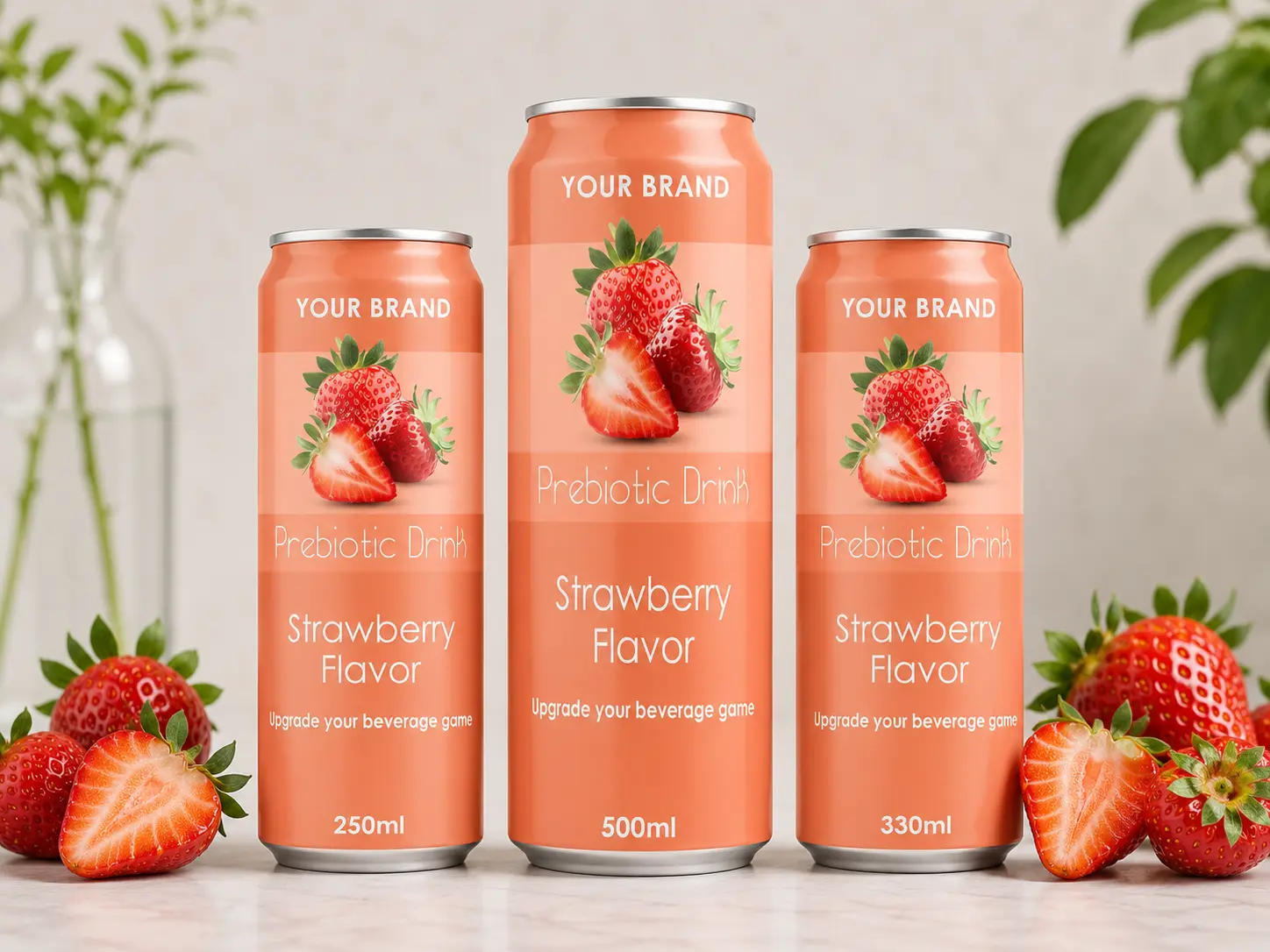 PREBIOTIC DRINK Strawberry Flavor 250ml, 330ml and 500ml cans